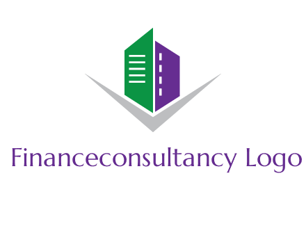 abstract building with letter v logo