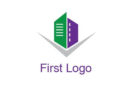 abstract building with letter v logo
