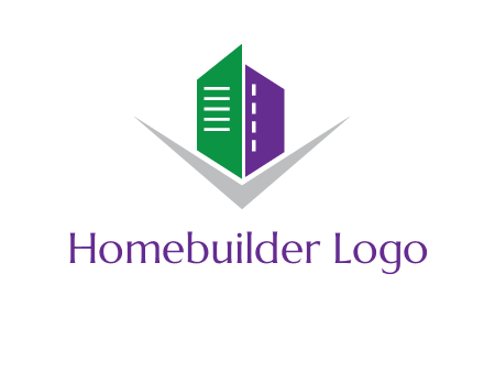 abstract building with letter v logo