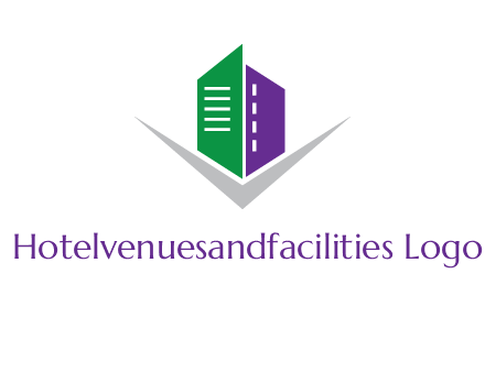 abstract building with letter v logo