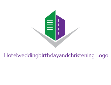 abstract building with letter v logo
