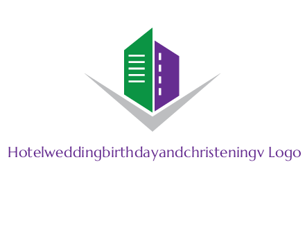 abstract building with letter v logo
