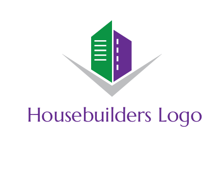 abstract building with letter v logo