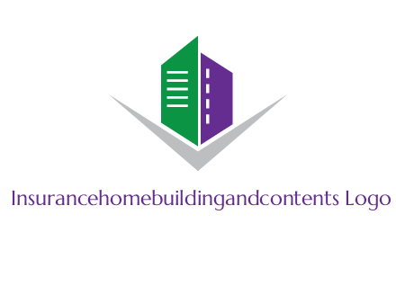 abstract building with letter v logo