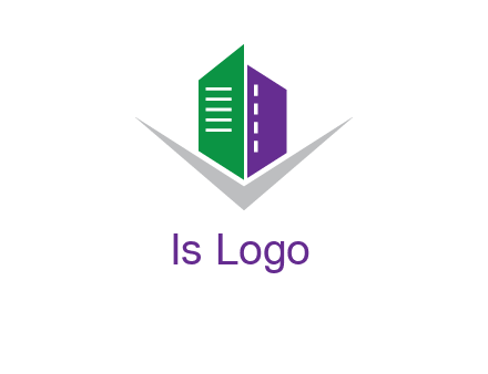 abstract building with letter v logo