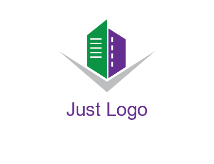 abstract building with letter v logo