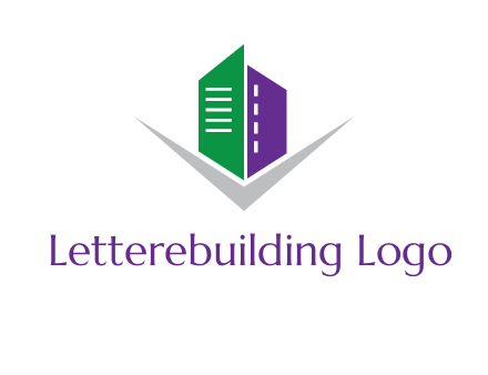 abstract building with letter v logo