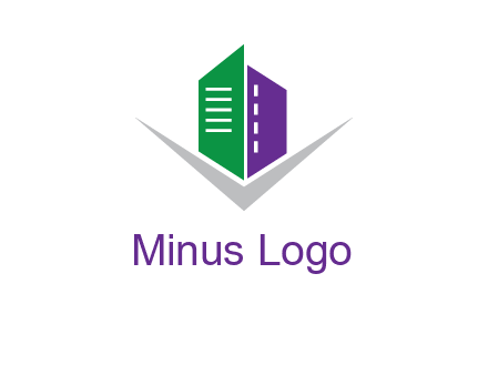 abstract building with letter v logo