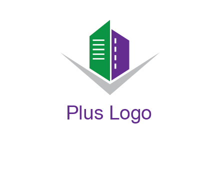 abstract building with letter v logo