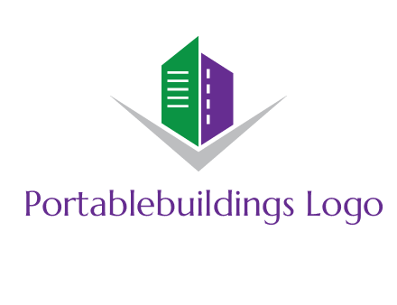 abstract building with letter v logo