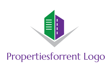 abstract building with letter v logo