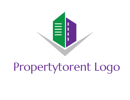 abstract building with letter v logo