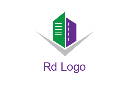 abstract building with letter v logo