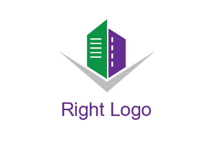 abstract building with letter v logo