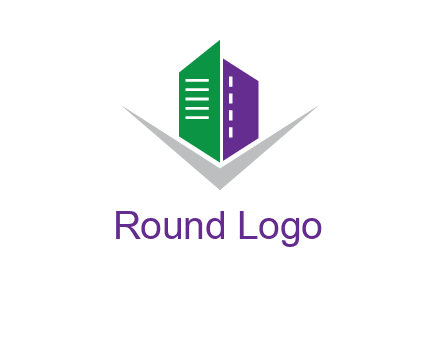 abstract building with letter v logo