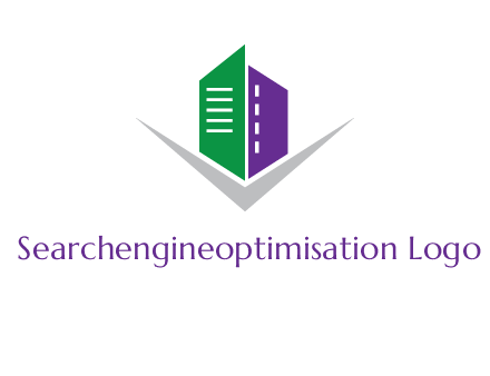 abstract building with letter v logo