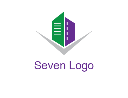 abstract building with letter v logo