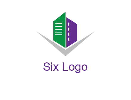 abstract building with letter v logo