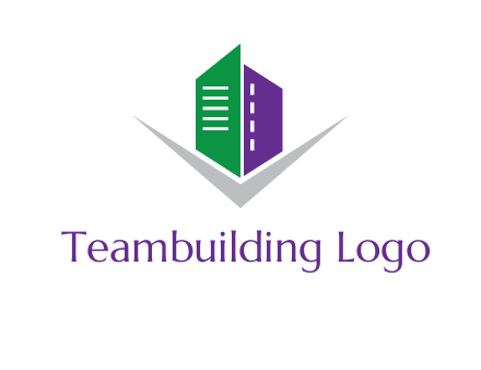 abstract building with letter v logo