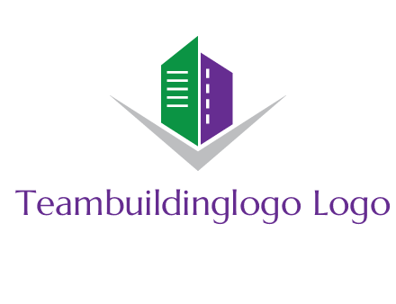 abstract building with letter v logo