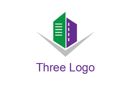 abstract building with letter v logo
