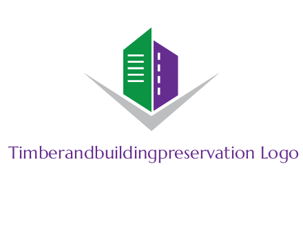 abstract building with letter v logo