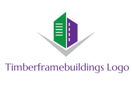 abstract building with letter v logo