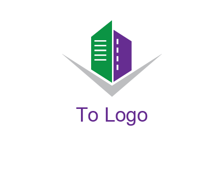 abstract building with letter v logo