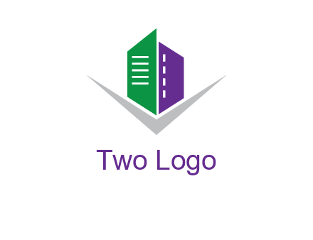 abstract building with letter v logo