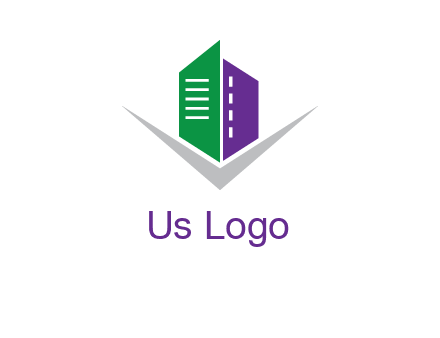 abstract building with letter v logo