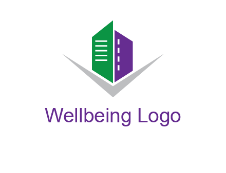 abstract building with letter v logo