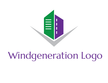 abstract building with letter v logo