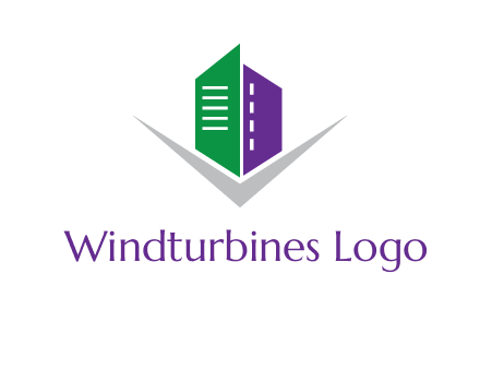 abstract building with letter v logo
