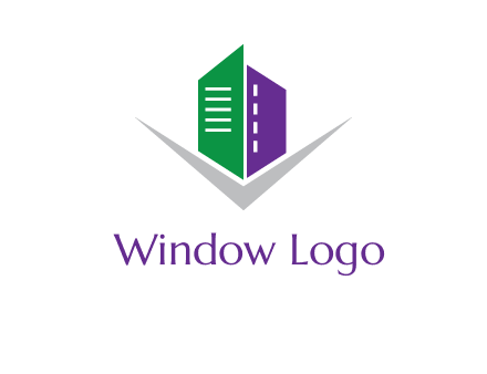abstract building with letter v logo