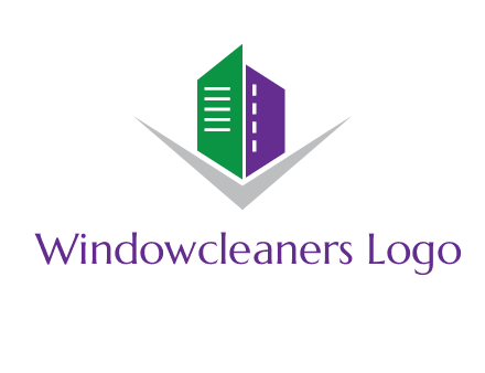 abstract building with letter v logo