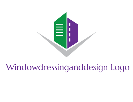 abstract building with letter v logo