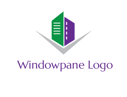 abstract building with letter v logo