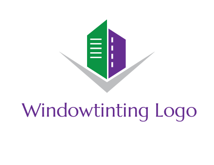 abstract building with letter v logo