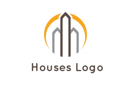 abstract building with circle logo