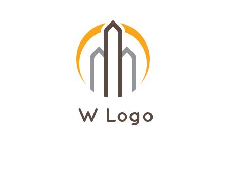 abstract building with circle logo