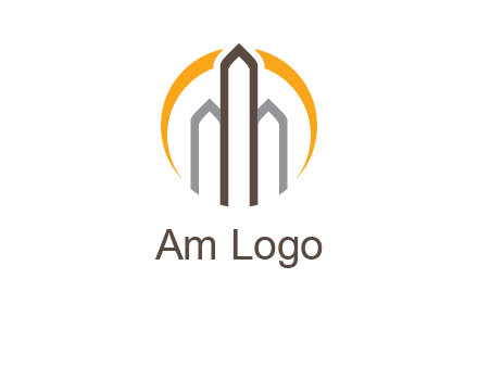abstract building with circle logo