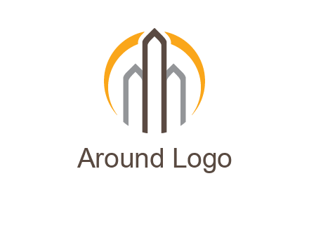 abstract building with circle logo