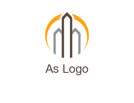 abstract building with circle logo