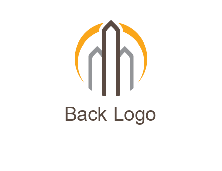abstract building with circle logo