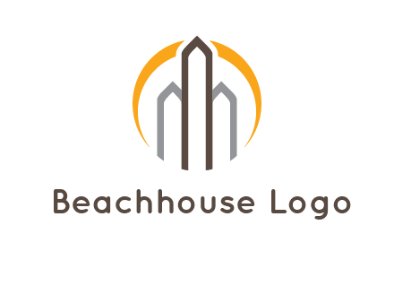 abstract building with circle logo