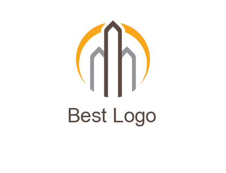 abstract building with circle logo