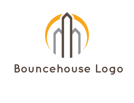 abstract building with circle logo
