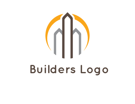 abstract building with circle logo