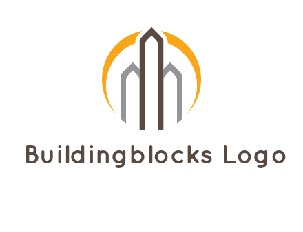 abstract building with circle logo