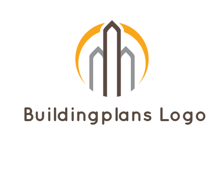 abstract building with circle logo